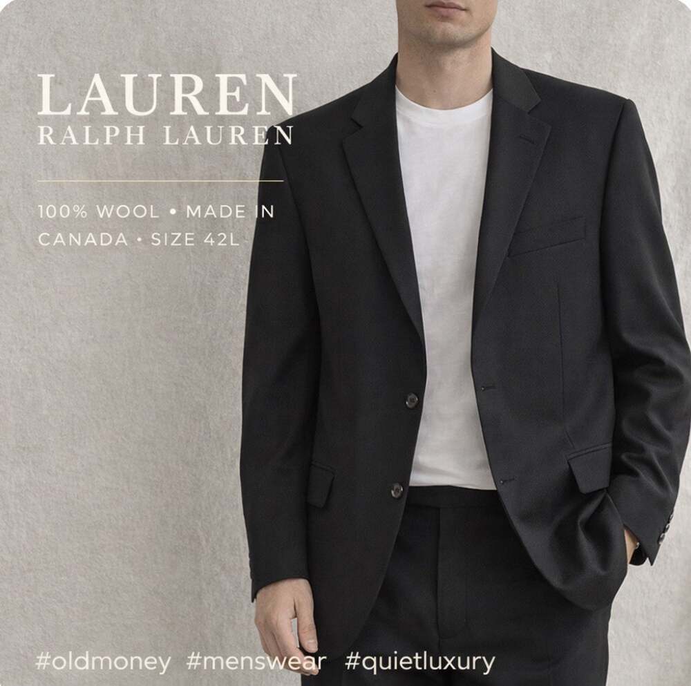 Lauren Ralph Lauren Mns Blk 42L Classic 100% Wool Lined LS 4 Btn Cuff 2Btn Jkt